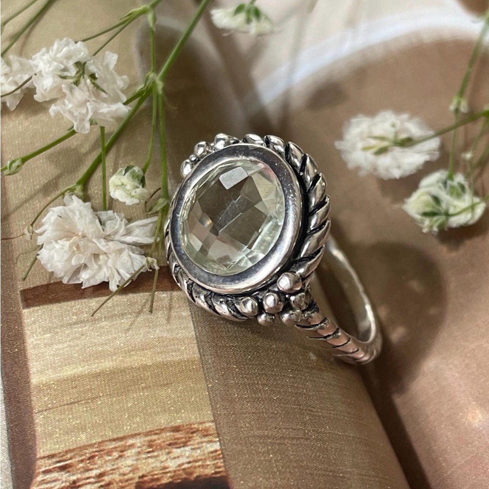 Green Amethyst Ring in 925 Sterling silver gift for her size: us:7,8,9,10